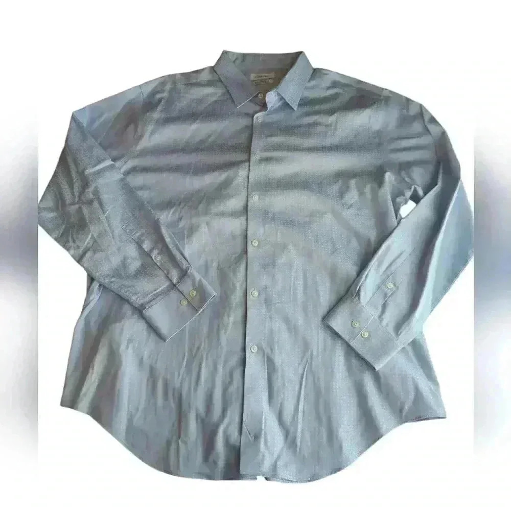 Calvin Klein Infinite Non Iron Slim Fit Stretch Collared Blue Men's Long Sleeve